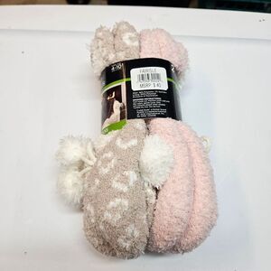 CUDDL DUDS Women's (Size 4-10) Lounge Slipper Socks w/ Pom Poms 2PK Fairisle
